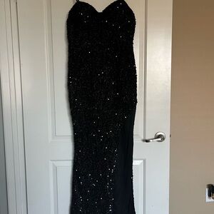 Black Sequin Embellished Gown
